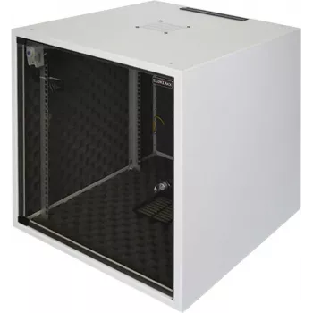 Silence Rack Office 12U 19 inch garso izoliacijos spinta su tyliu ventiliatoriumi ir stiklinėmis durelėmis, 600 x 600 mm, šviesiai pilka (SRO126060)