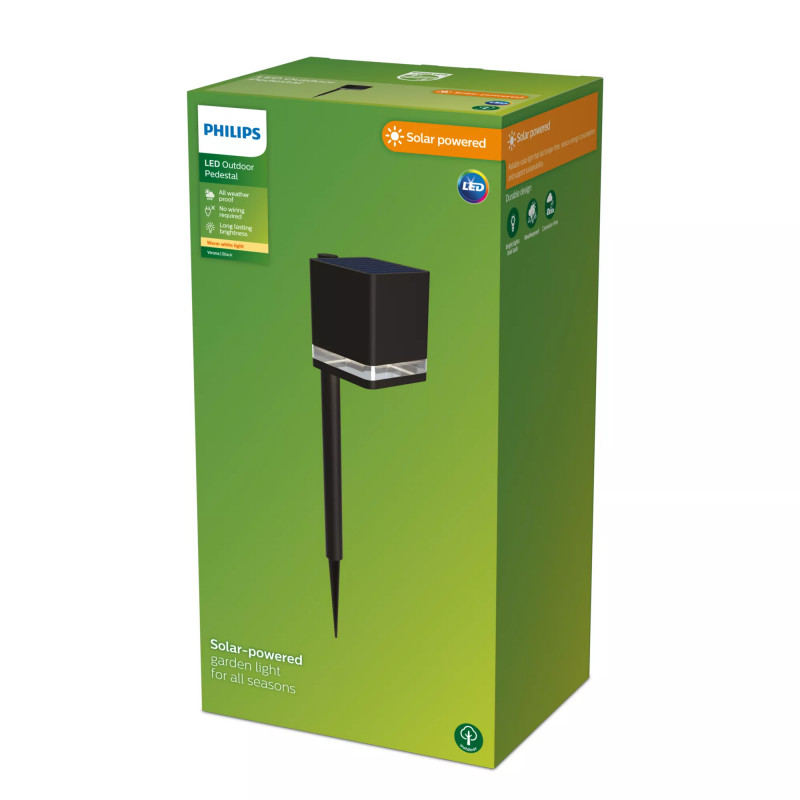 Philips LED antžeminis lauko saulės šviestuvas Virona 1.8W, juodas