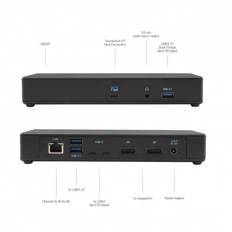 i-tec Thunderbolt 3/USB-C dvigubo DisplayPort 4K doko stotis su 85W PD
