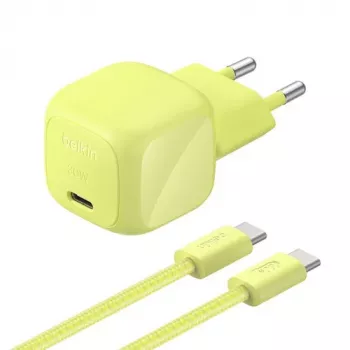 Belkin BOOST Charge USB-C/USB-C 30W PD įkroviklis su PPS, Citrus + 2 m USB-C kabelis (WCA008KQ2MGR-B6)