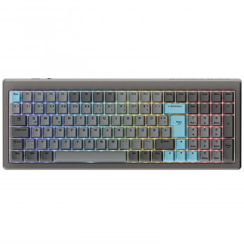 Ducky Cushion 98 žaidimų klaviatūra, 96%, DE išdėstymas (ISO), Shush raudoni jungikliai - Nickel (DKCUS2598-DSDEPHCC3H1)