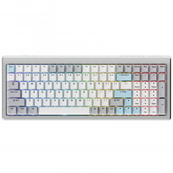Ducky Cushion 98 žaidimų klaviatūra, 96%, US išdėstymas (ANSI), Shush raudoni jungikliai - sidabrinė (DKCUS2598-DSUSPHCC4S1)
