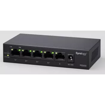 Synology PS500 PoE komutatorius, 5x GE prievadai, 4x GE PoE+, 60 W