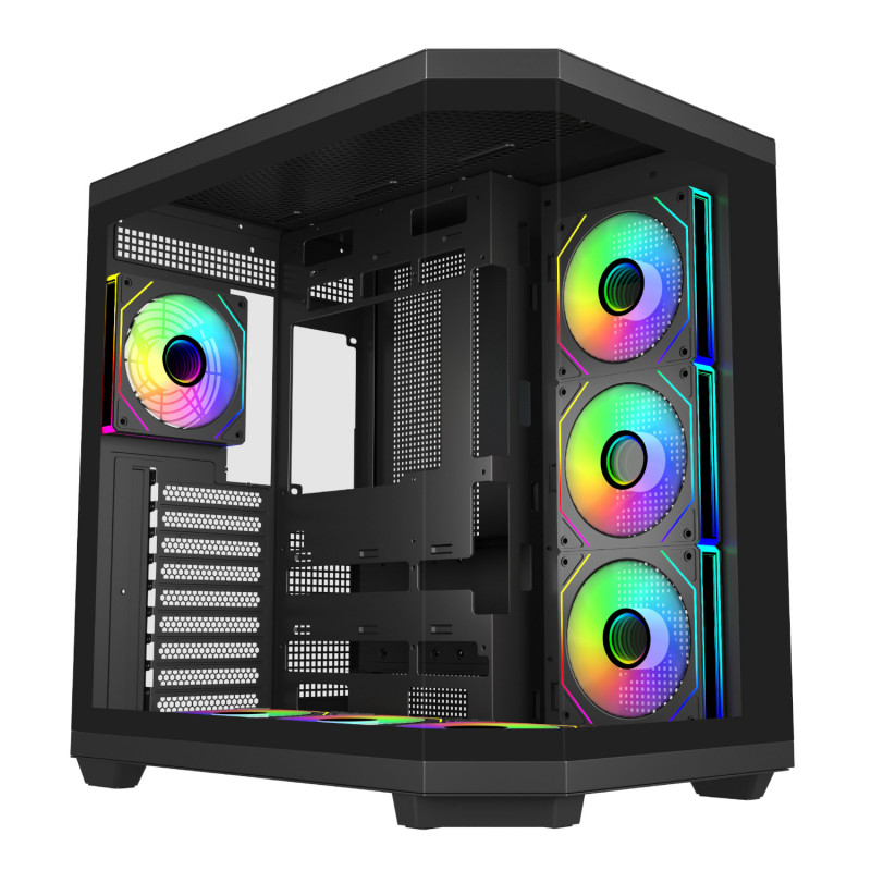 FSP U580 ARGB ATX Ultra bokštas korpusas žaidimams - juodas
