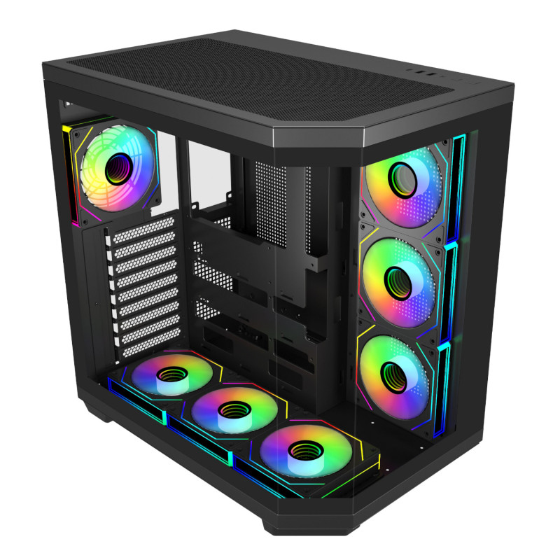 FSP U580 ARGB ATX Ultra bokštas korpusas žaidimams - juodas