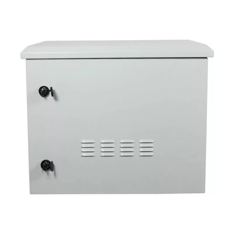 Allnet SO serijos 19 inch 12U IP55 sieninis korpusas, 638 mm gylio, su 4 krypčių ventiliatoriaus bloku, šviesiai pilkas (ALL-SO03-6612-G-DGRAUV2)