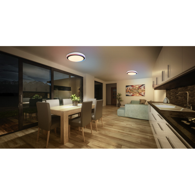 Osram SMART+ WiFi Orbis Magic sieninė/lubų šviestuvas 500 mm, RGB+TW, reguliuojamo ryškumo, 38 W - juodas/baltas