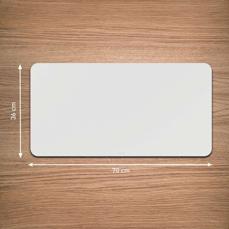 LEITZ rašomojo stalo kilimėlis 700 x 360 mm, perdirbta oda, pilkas, lygus, užapvalintais kampais