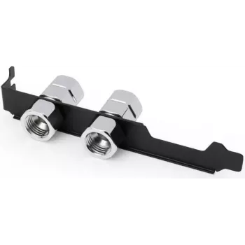 Alphacool ES PCIe lizdo laikiklis su 2x G1/4 vidiniu sriegiu ir kabelių praėjimu
