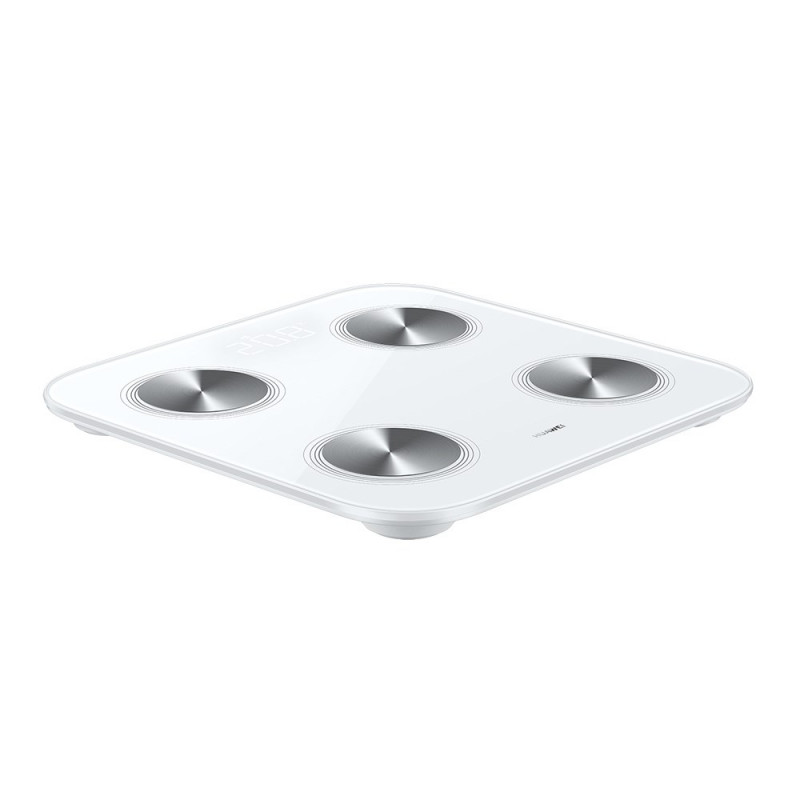 Huawei Scale 3 Bluetooth Edition balti / išmaniosios asmeninės svarstyklės / grūdintas stiklas / WiFi ir BT / iki 150 kg / Android ir iOS