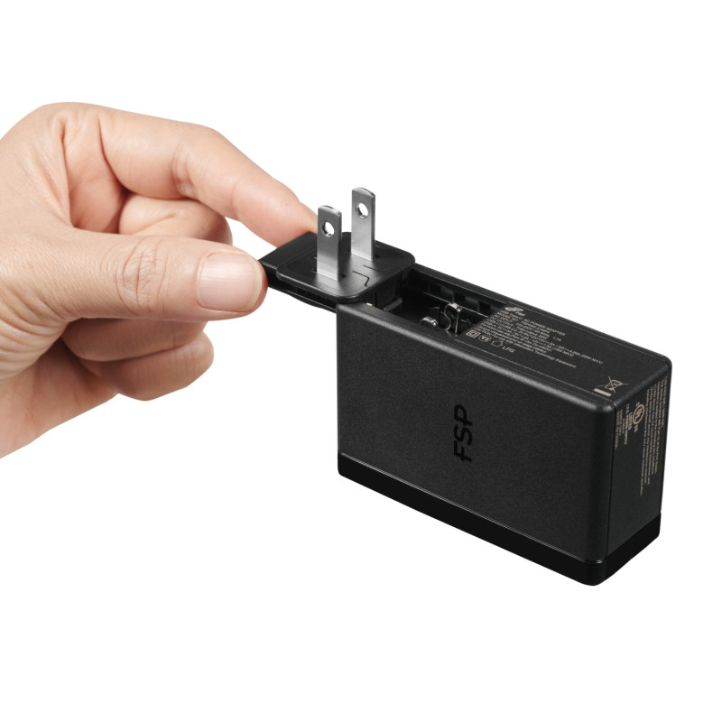 FSP 65W PD USB Type-C maitinimo adapteris su dviejų kontaktų kištuku