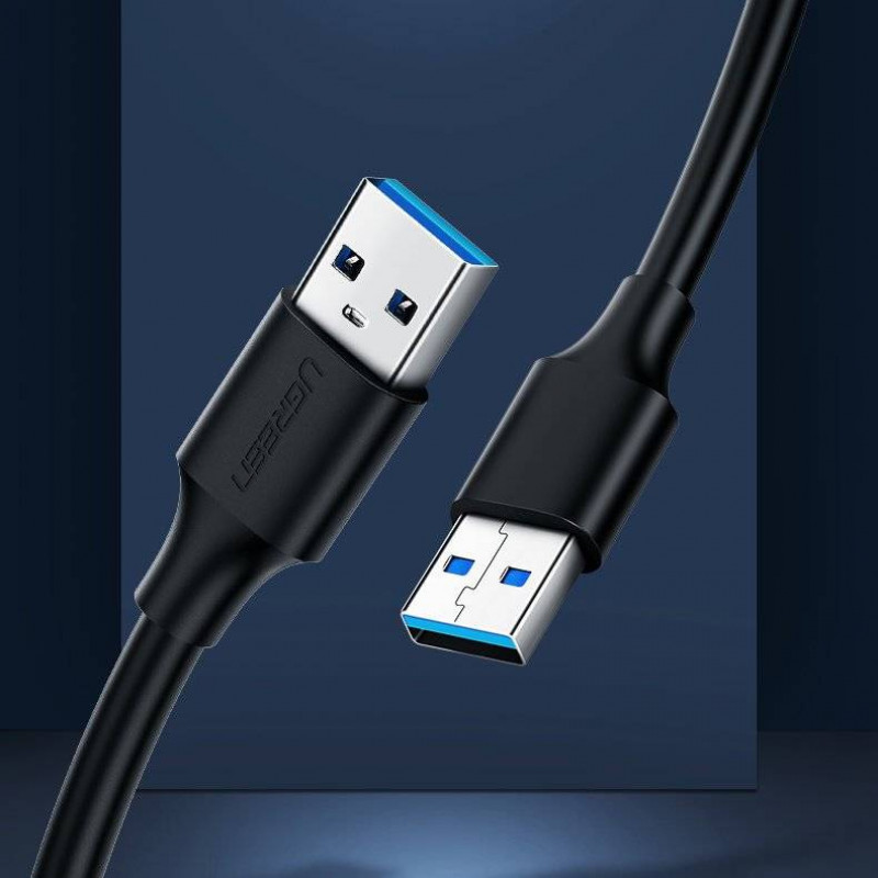 Ugreen US102 USB 2.0 kabelis, vyriškas į vyrišką, 0,5 m, juodas