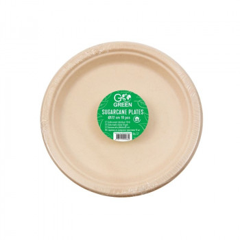 Gogreen Go Green kompostuojamos cukranendrių lėkštės Ø22 cm, 10 vnt.