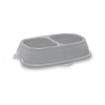 Stefanplast Break 11 gyvūnų dubenėlis 0,4+0,4 l, 28x17x6 cm, pilkas/mėlynas