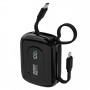 Dudao K32 nešiojamas įkroviklis 22.5W 10000 mAh su įmontuotais USB-C/Lightning kabeliais - juodas