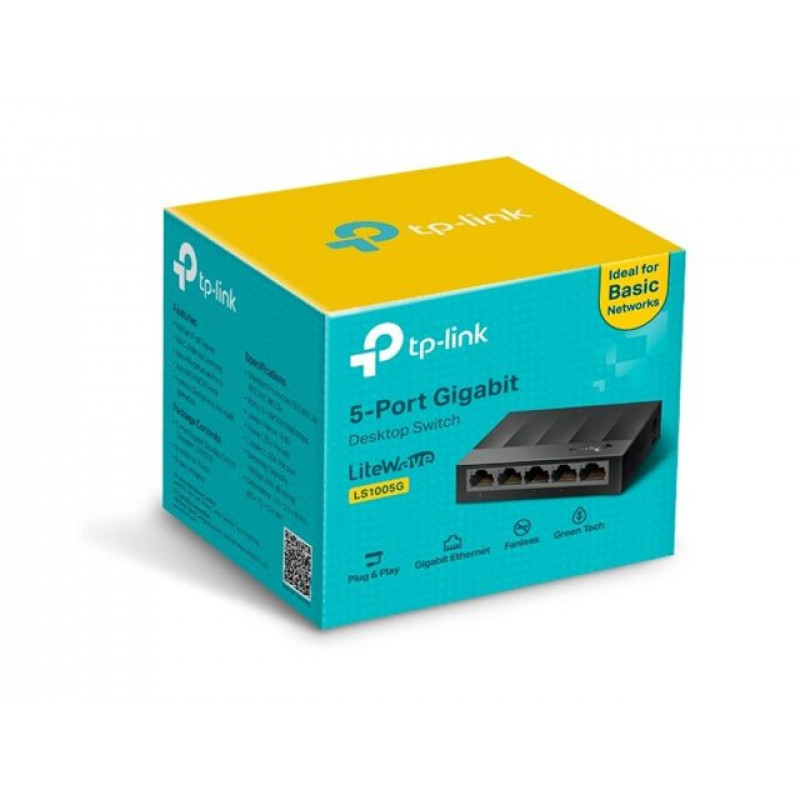 TP-Link LS1005G LiteWave 5 portų 10/100/1000 nevaldomas komutatorius (LS1005GUN/5.40)