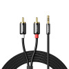 UGREEN AV116 garso kabelis RCA į AUX 3.5mm, 1 m, juodas