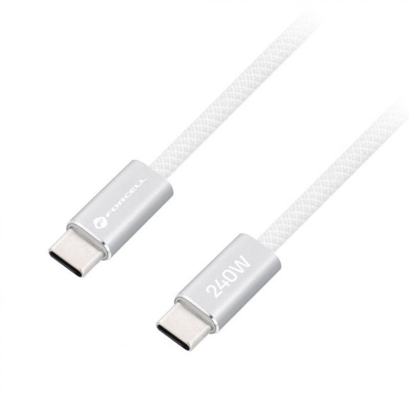 Forcell USB laidas USB-C į USB-C, 2 m, 240 W, baltas