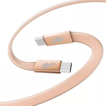 TB USB 2.0 kabelis USB-C į USB-C, plokščias, 1 m, 60 W, persikinis