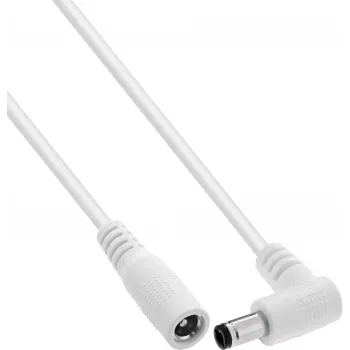 InLine® DC ilginimo kabelis, kampuotas kištukas, 5.5 x 2.1 mm, baltas, 0.5 m