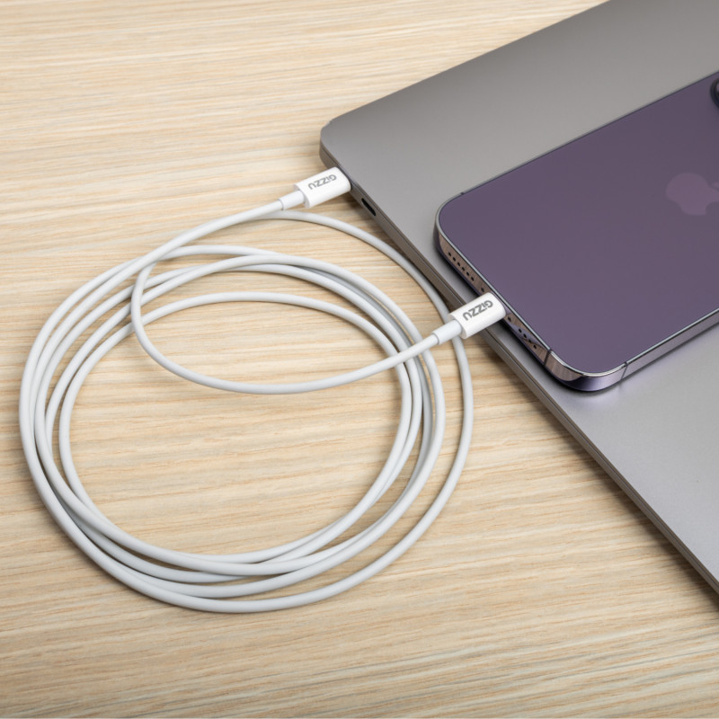 Gizzu USB-C į Lightning kabelis, 1,8 m, 27 W PD, baltas (GCPU2L18)