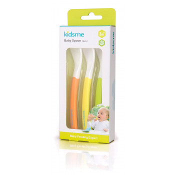 Kidsme šaukštelių rinkinys (3 vnt.), oranžinės, geltonos, žalios spalvos, nuo 3 mėnesių