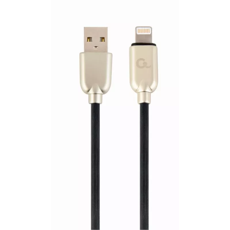 Gembird USB 2.0 kabelis USB-A Male į Lightning Male, guminis pintas, 1 m, juodas (CC-USB2R-AMLM-1M)