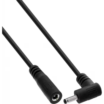 InLine® DC ilginamasis kabelis, kampuotas kištukas, 3.5 x 1.35 mm, juodas, 0.2 m