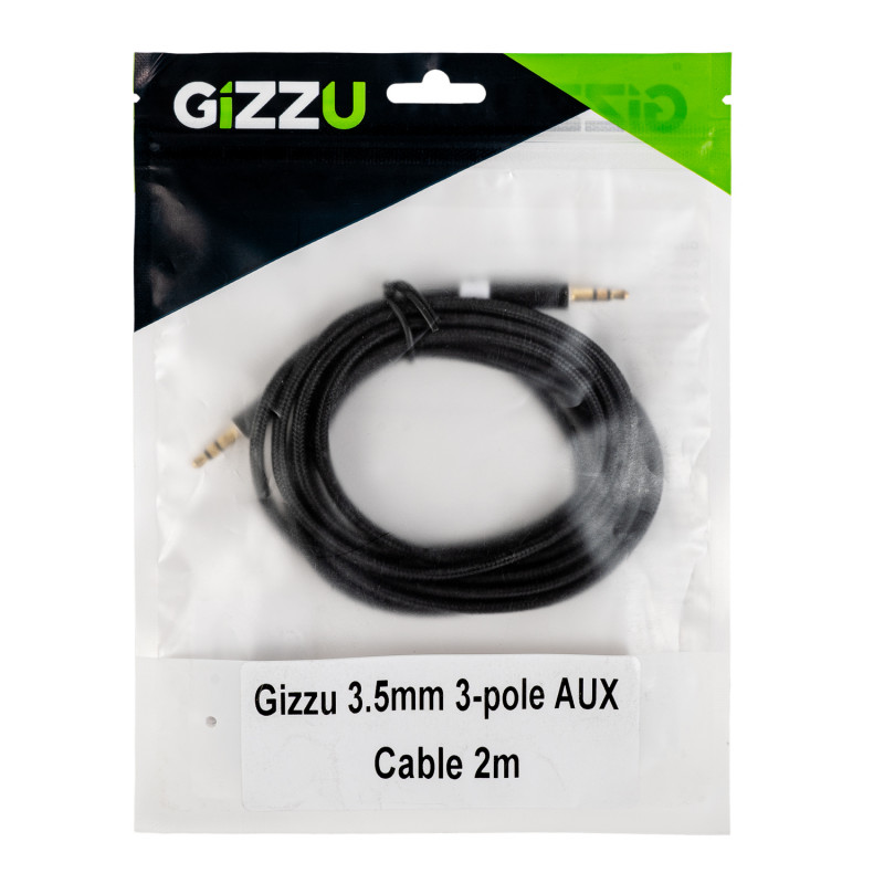 Gizzu 3.5mm AUX kabelis 2m - juodas