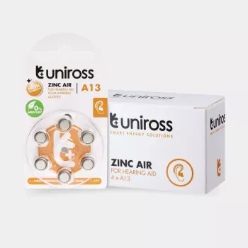 Uniross A13 elementinės baterijos klausos aparatams, 230mAh, 6 vnt.