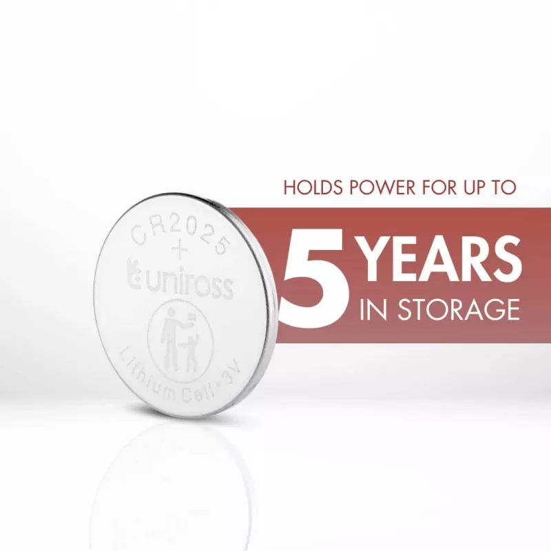 Uniross ličio CR2025 monetos formos baterijos, 5 vnt.