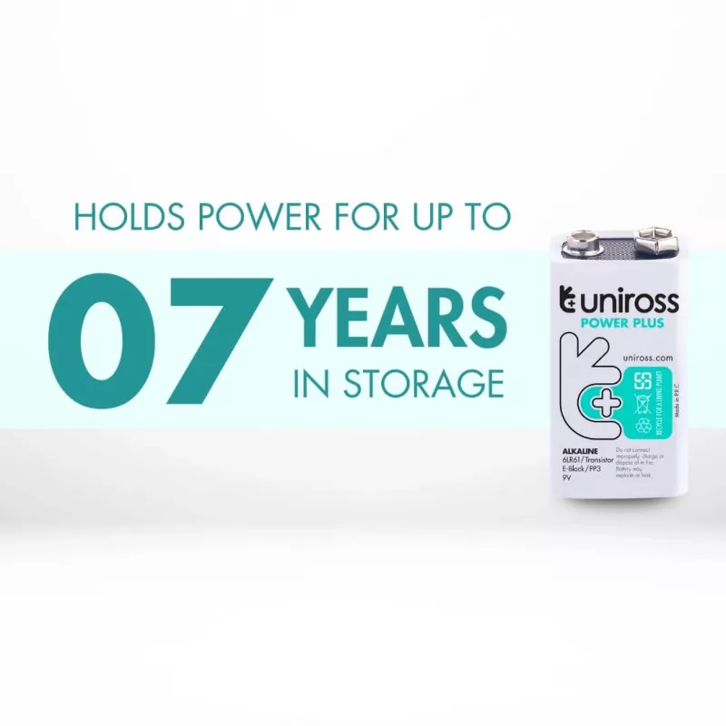 Uniross Power Plus šarminė baterija 6LR61 9V 600mAh, 1 vnt.