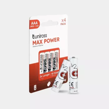 Uniross Max Power šarminės baterijos AAA / LR03 1300mAh, 4 vnt.