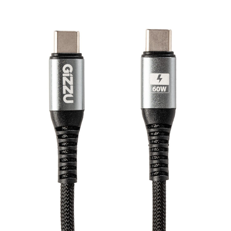 Gizzu USB-C į USB-C kabelis 60W 480Mbps, 1 m