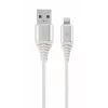 Gembird USB 2.0 – Lightning (8-pin) kabelis su tekstiliniu pynimu, 2 m, baltas