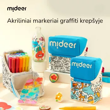 mideer akriliniai flomasteriai su šepetėlio antgaliu dėkle, 60 spalvų