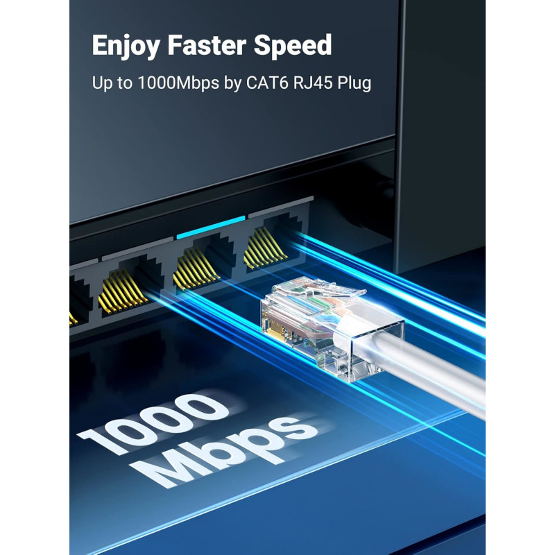 UGREEN Cat6 RJ45 moduliniai kištukai (50 vnt.) – permatomi su auksuotais kontaktais