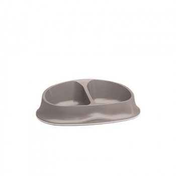 Stefanplast dvigubas maisto dubenėlis Chic 0.25+0.25L 27x17.5x7.2cm šviesiai pilkas