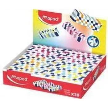 Maped plastikinis trintukas, spalvotas languotas, be ftalatų ir PVC, 20 vnt. ekspozicinė dėžutė (123501)