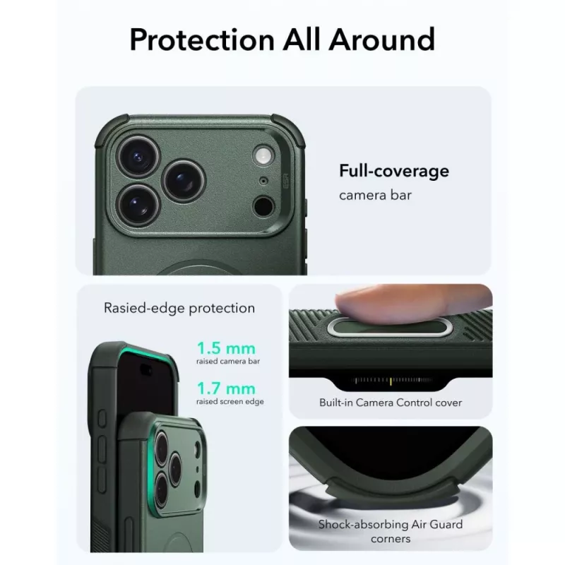 ESR Cyber Tough MagSafe dėklas iPhone 17 Pro / 18 Pro, žalias