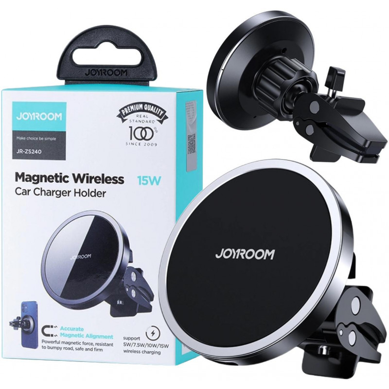 Joyroom JR-ZS240 magnetinis automobilinis laikiklis su 15 W Qi belaidžiu įkrovikliu, MagSafe