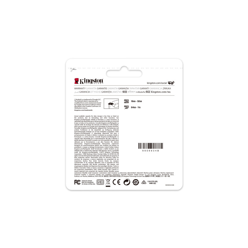 Kingston microSDXC atminties kortelė 64 GB, UHS-I (SDCS2/64GBSP)