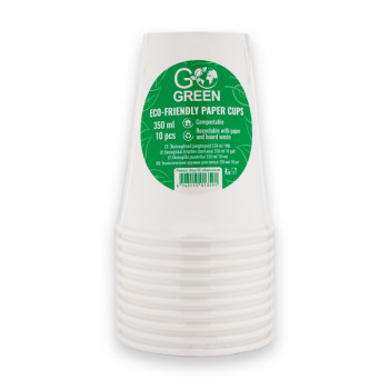 Gogreen Go Green ekologiški puodeliai 350 ml, 10 vnt., balti
