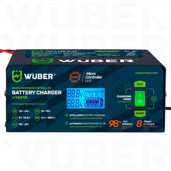 Wuber W14018 mikroprocesorinis automobilio akumuliatoriaus įkroviklis, 10 A, 6-150 Ah, 2-24 V