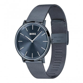 BOSS 1513827 vyrų analoginis kvarcinis laikrodis, 37 mm, mėlynas nerūdijančio plieno