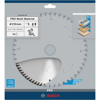 Bosch PRO Multi Material diskinio pjūklo geležtė, Ø 210 mm, 80 dantų (anga 30 mm, skersinio ir kampinio pjovimo pjūklams)
