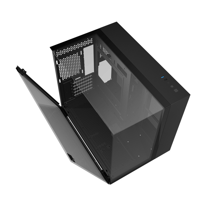 Darkflash TH285M Micro-ATX kompiuterio korpusas su grūdintu stiklu, juodas