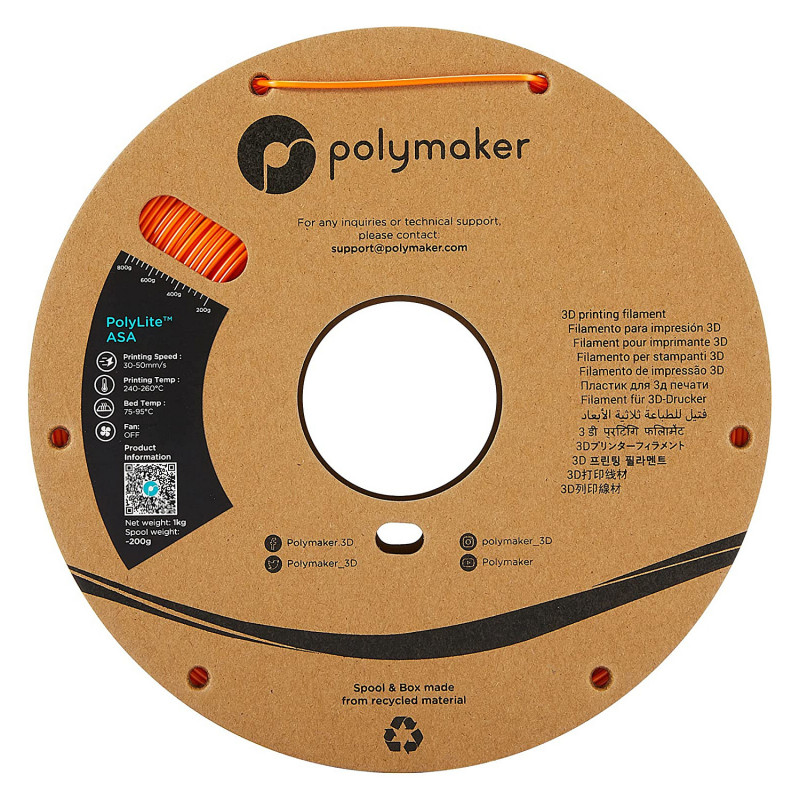 Polmask ASA 1.75mm oranžinis 1kg 3D spausdintuvo kaitinimo siūlas