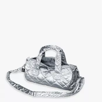 Savaitgalio krepšys LOQI Metallic – Sidabrinis Puffy (vidutinis)