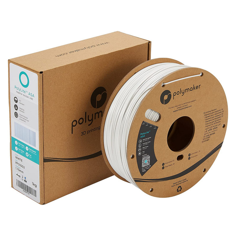 Polmask ASA 3D spausdintuvo gija, 1,75 mm, 1 kg – balta (PF01002)